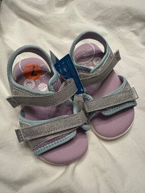 🆕 Stride Rite Kids' size 7 Lilac Glitter Strap Sandals 🆕